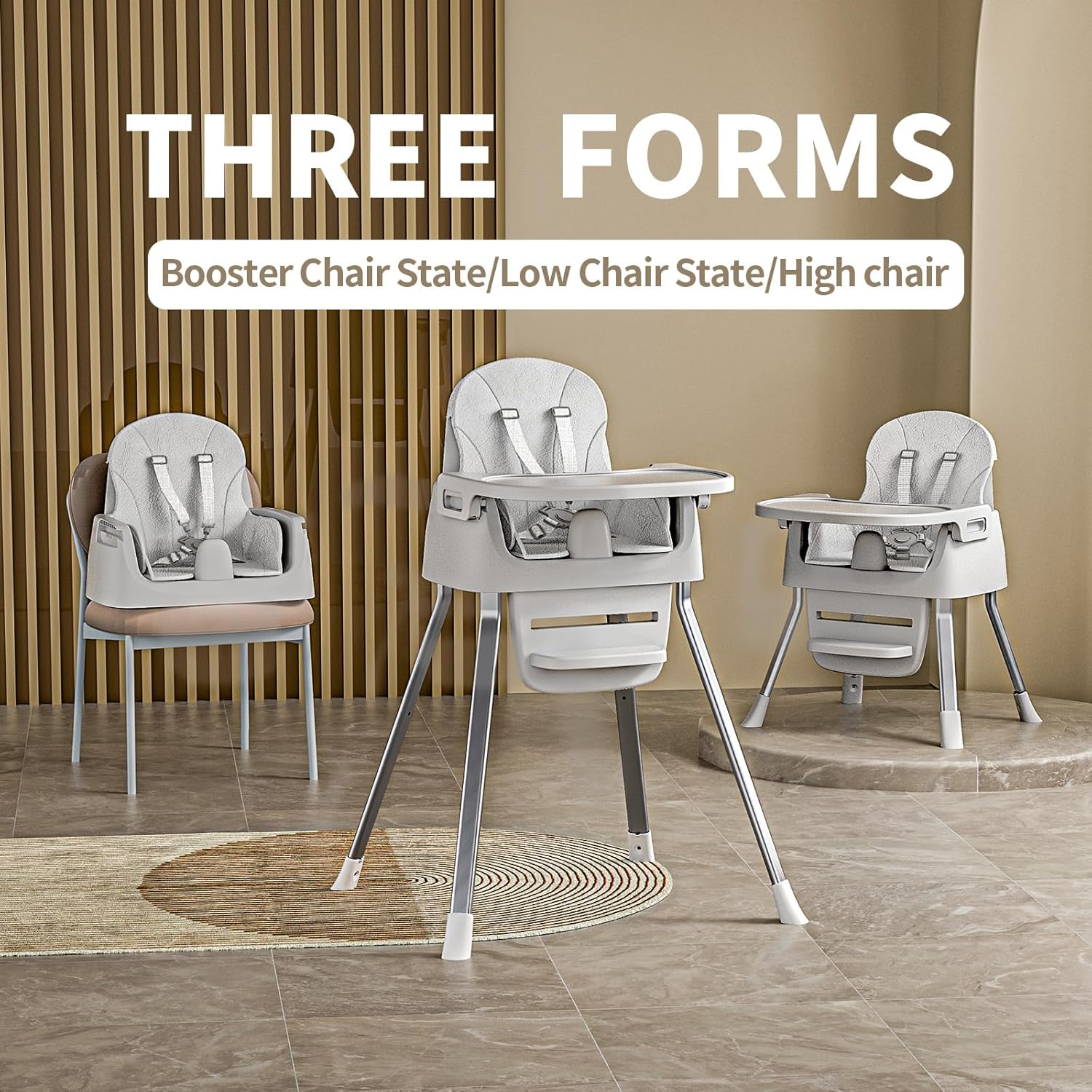 Portable Baby Highchair for Months Infants and Toddlers with 5 Point Harness Convertible Comfortable Seat for Cozy Eating