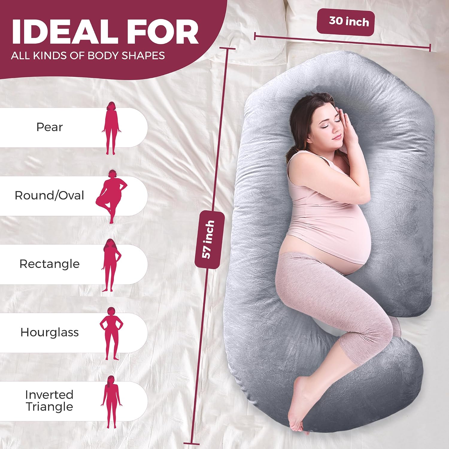 Pregnancy Pillows for Sleeping – Support for Back, Belly, Neck, Legs, and Hips