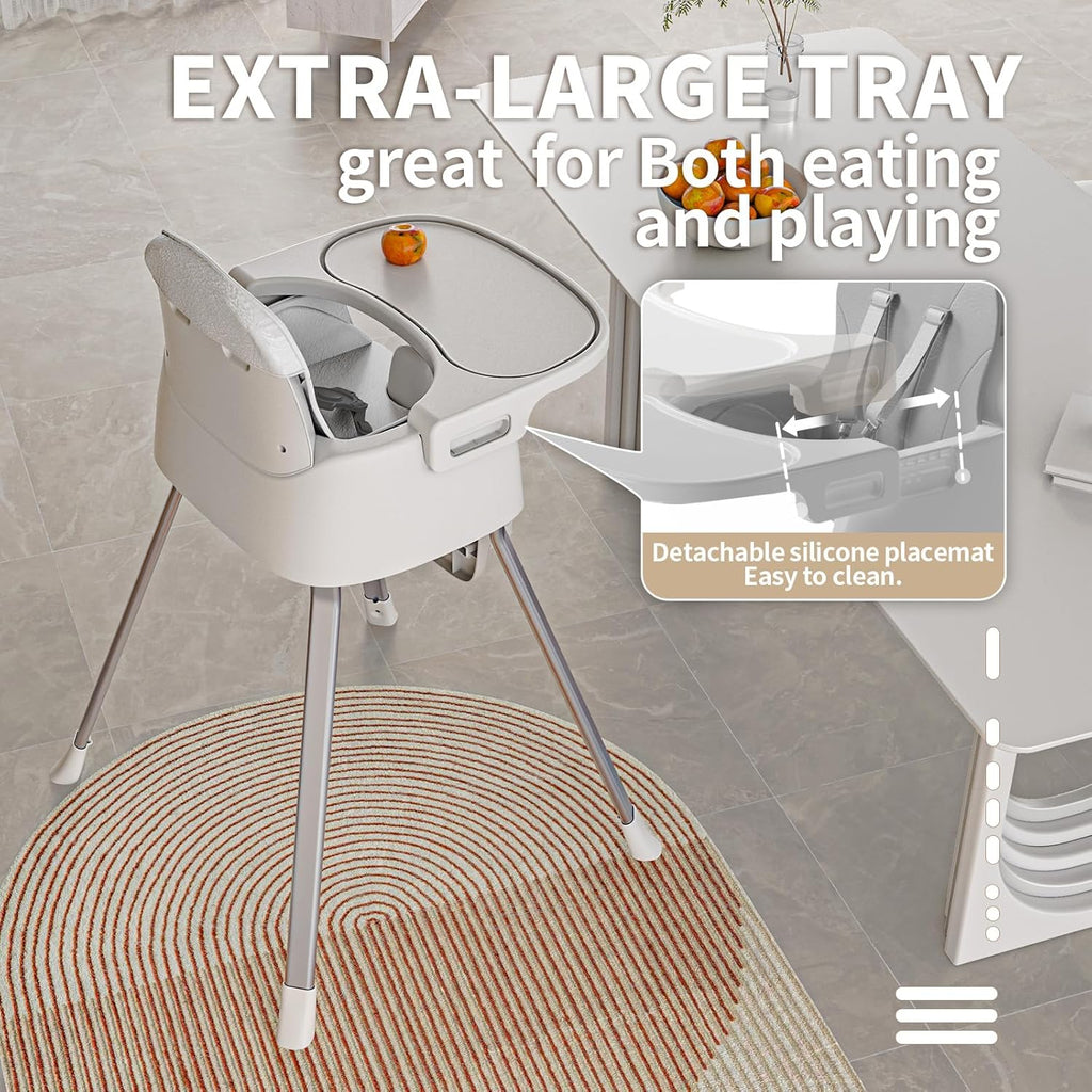 Portable Baby Highchair for Months Infants and Toddlers with 5 Point Harness Convertible Comfortable Seat for Cozy Eating