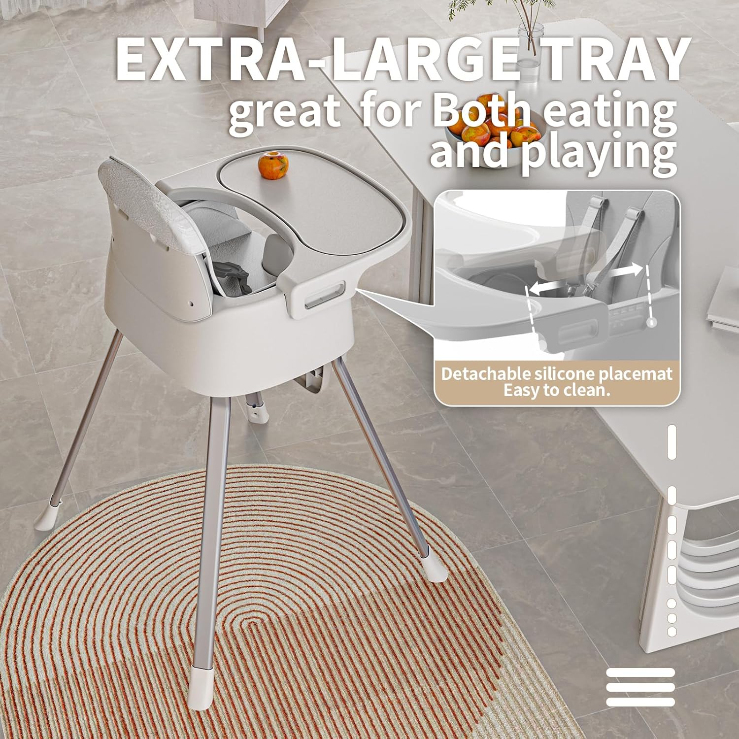 Portable Baby Highchair for Months Infants and Toddlers with 5 Point Harness Convertible Comfortable Seat for Cozy Eating